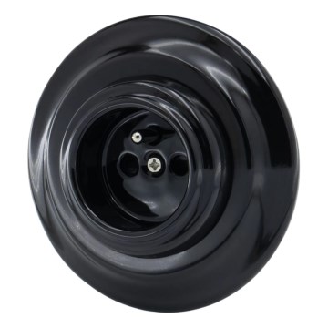 Bohemia-Design - Enchufe doméstico retro de porcelana con marco, 250 V/16 A, negro