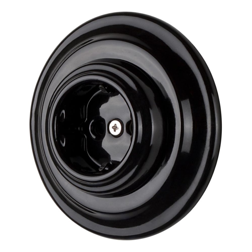 Bohemia-Design - Enchufe mural retro de porcelana con embellecedor SCHUKO 250V/16A negro