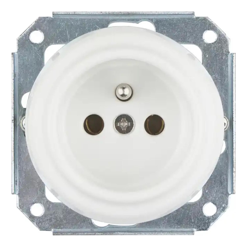 Bohemia-Design - Enchufe retro de porcelana para uso doméstico sin marco 250V/16A blanco