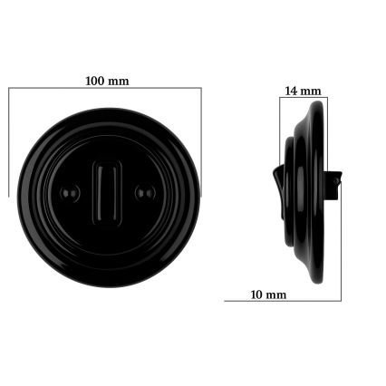 Bohemia-Design - Interruptor retro de porcelana sencillo con marco n.º 1, negro