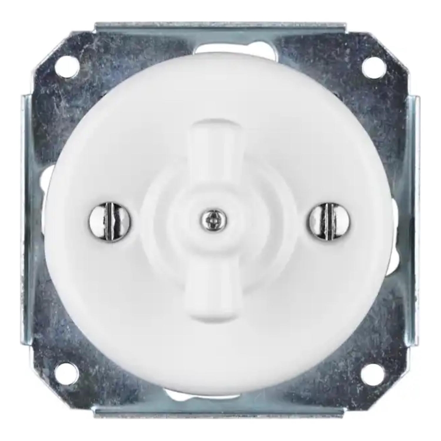 Bohemia-Design - Interruptor retro rotativo de porcelana sin marco, n.º 1, blanco