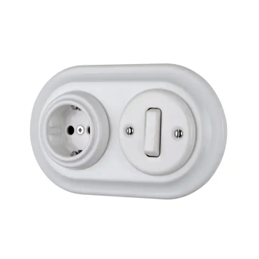 Bohemia-Design - Marco retro doble de porcelana blanca