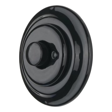 Bohemia-Design - Regulador de intensidad giratorio retro de porcelana con embellecedor 250V/10A negro