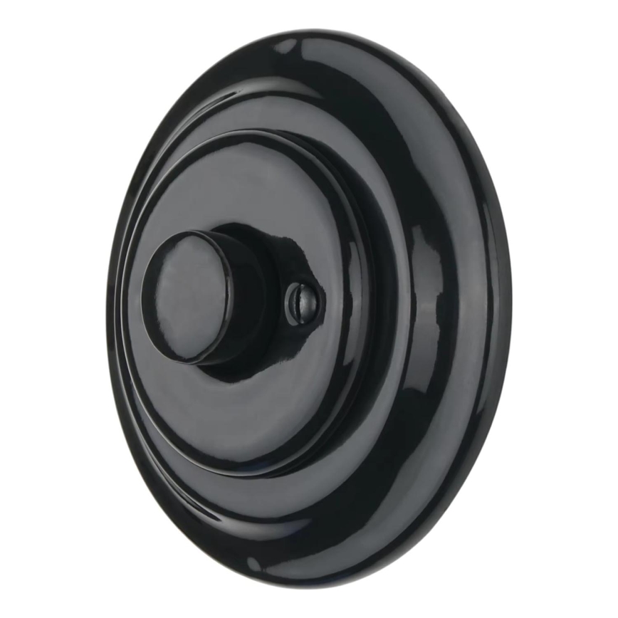 Bohemia-Design - Regulador de intensidad giratorio retro de porcelana con embellecedor 250V/10A negro