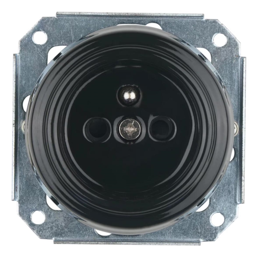 Bohemia-Design - Toma de corriente doméstica retro de porcelana sin marco 250 V/16 A, negra