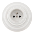 Bohemia-Design - Toma de corriente retro de porcelana para hogar con marco 250V/16A, blanco