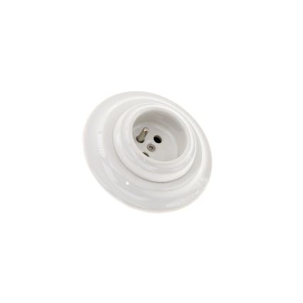 Bohemia-Design - Toma de corriente retro de porcelana para hogar con marco 250V/16A, blanco