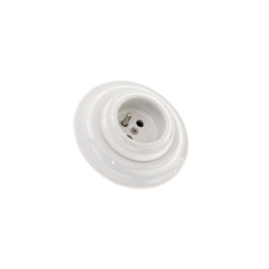 Bohemia-Design - Toma de corriente retro de porcelana para hogar con marco 250V/16A, blanco