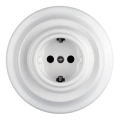 Bohemia-Design - Toma de corriente retro de porcelana para pared con marco SCHUKO 250V/16A, blanco