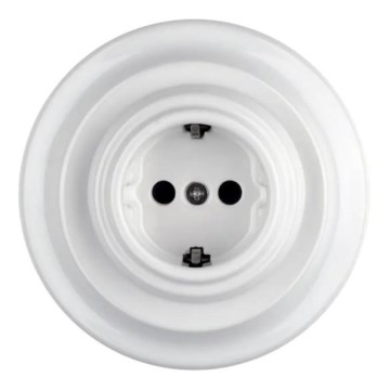 Bohemia-Design - Toma de corriente retro de porcelana para pared con marco SCHUKO 250V/16A, blanco