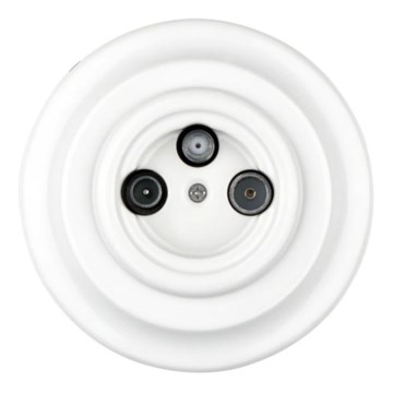 Bohemia-Design - Toma TV/SAT-W retro de porcelana con marco blanco