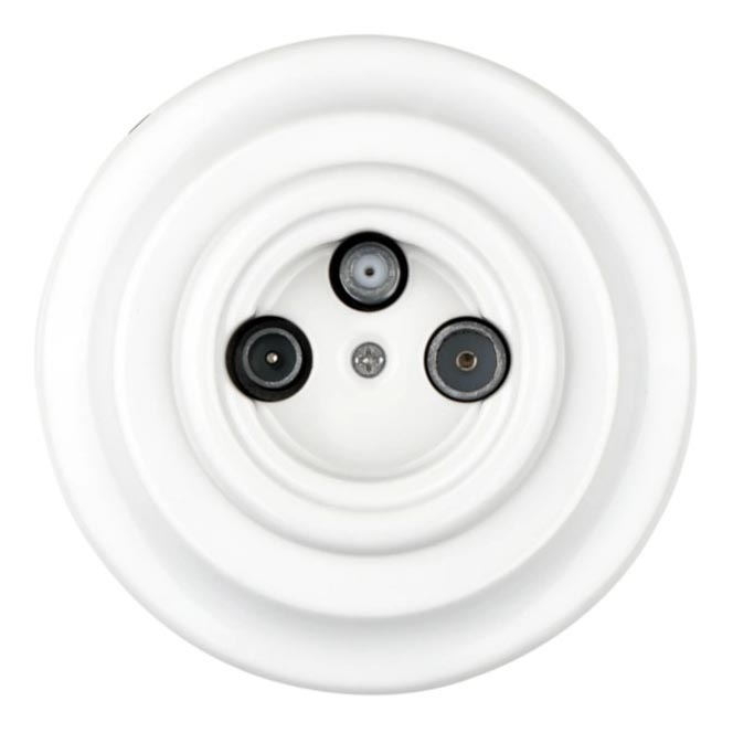 Bohemia-Design - Toma TV/SAT-W retro de porcelana con marco blanco