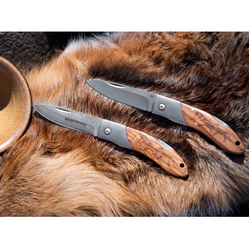 Böker - Cuchillo de bolsillo Magnum Caveman de acero damasco, 19,4 cm