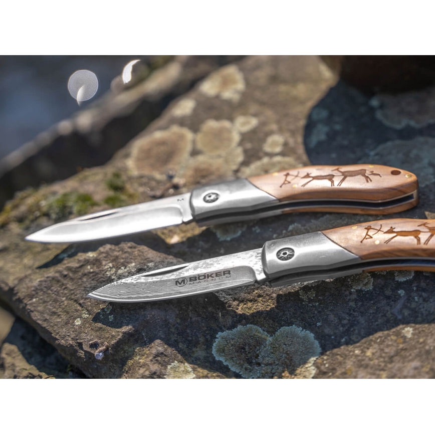 Böker - Navaja de bolsillo de Damasco Magnum Caveman 19,4 cm