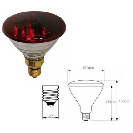 Bombilla infrarroja de paredes gruesas PHILIPS PAR38 E27/150W/230V