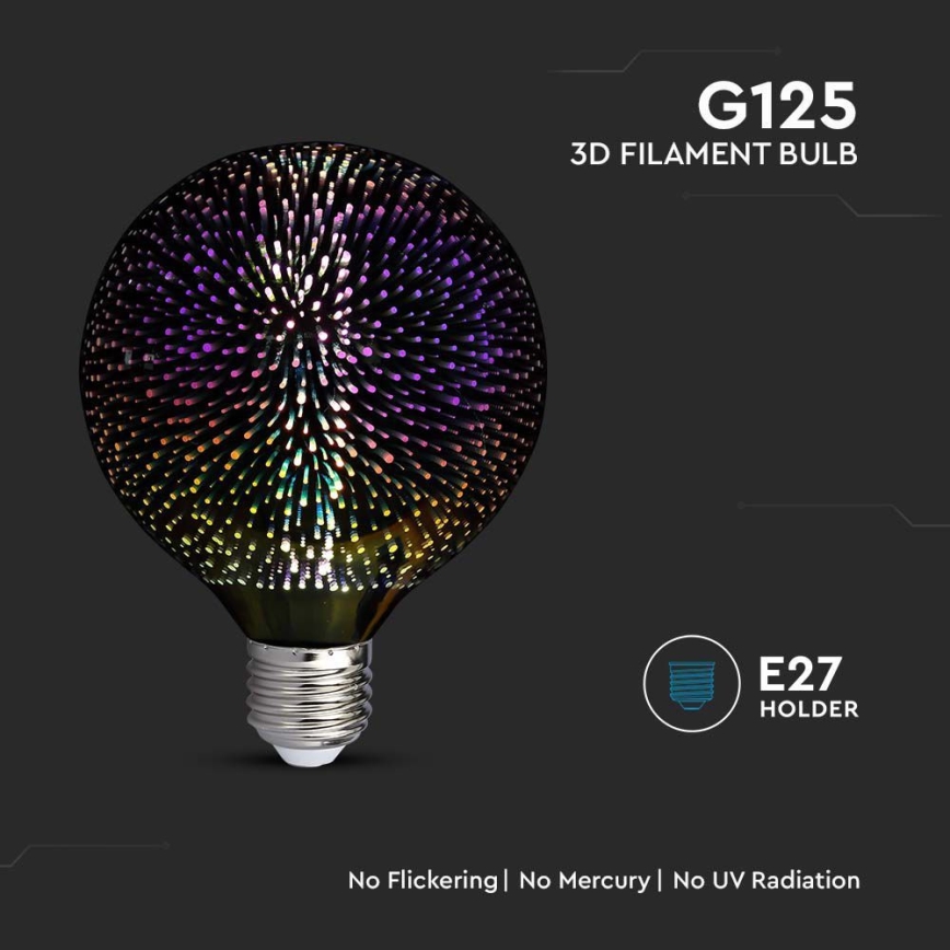 Bombilla decorativa LED 3D FILAMENTO G125 E27/4W/230V 3000K