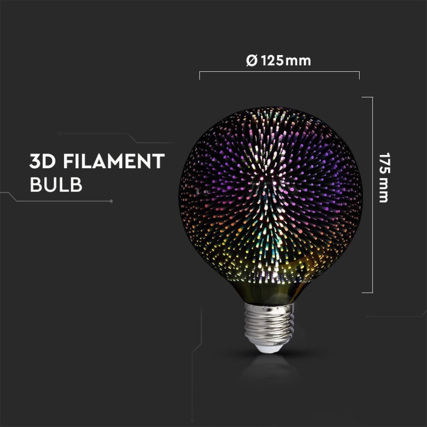 Bombilla decorativa LED 3D FILAMENTO G125 E27/4W/230V 3000K