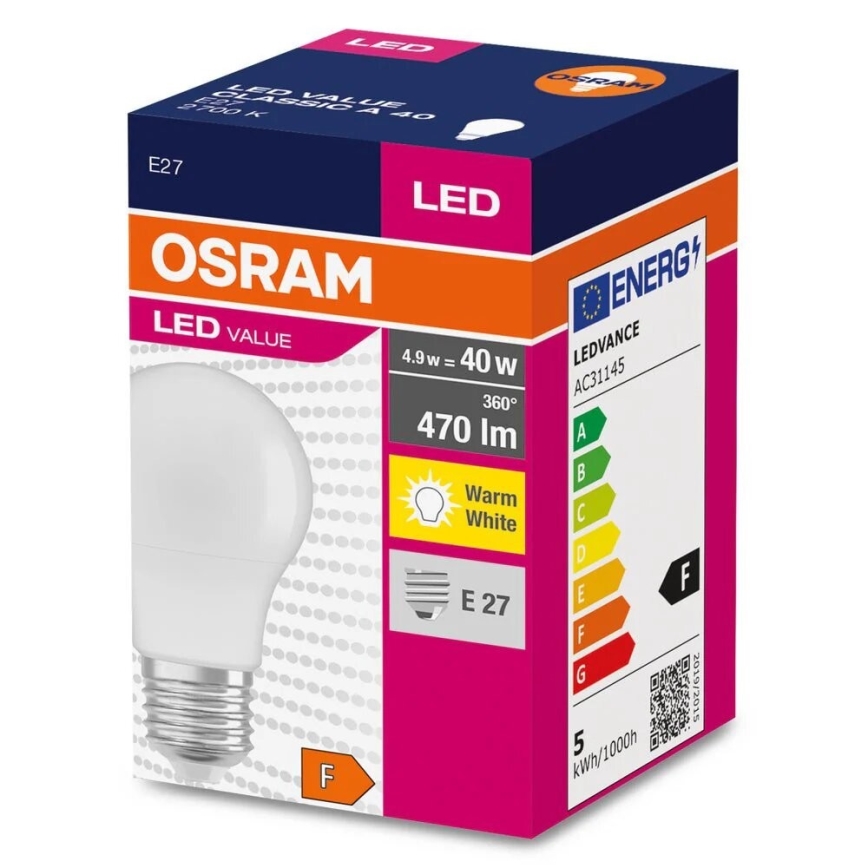 Bombilla LED A40 E27/4,9W/230V 2700K - Osram