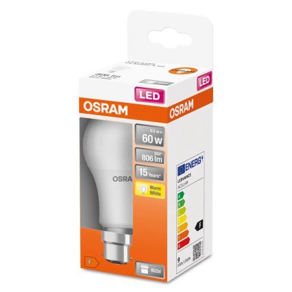 Bombilla LED A60 B22d/8,5W/230V 2700K - Osram