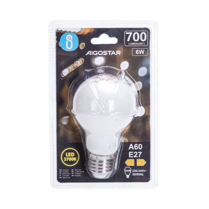 Bombilla LED A60 E27/6W/230V 330° 2700K - Aigostar