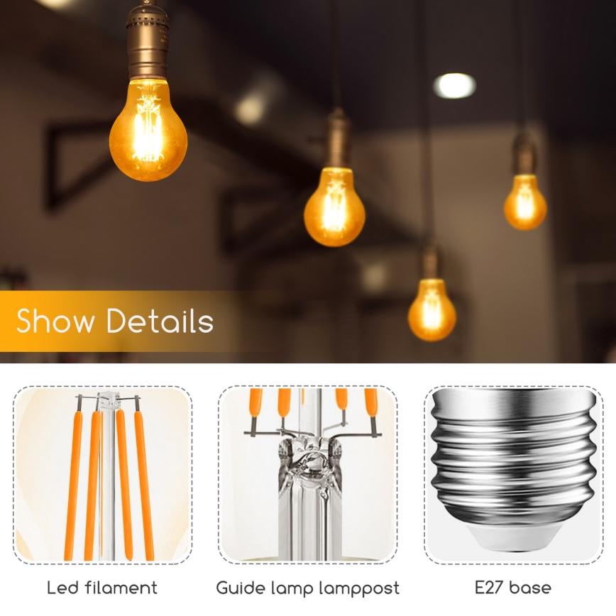 Bombilla LED A60 E27/8W/230V 2200K - Aigostar