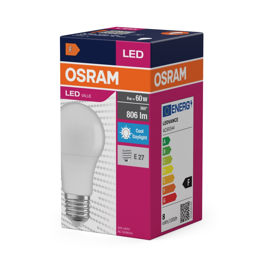Bombilla LED A60 E27/8W/230V 6500K - Osram