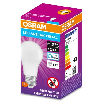 Bombilla LED antibacteriana A100 E27/13W/230V 6500K - Osram