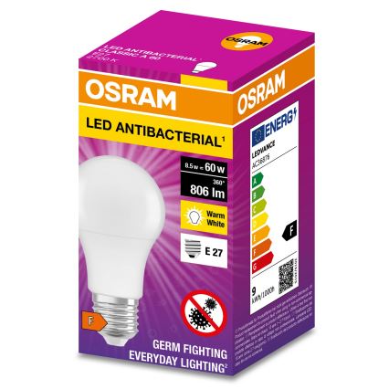 Bombilla LED antibacteriana A60 E27/8,5W/230V 2700K - Osram