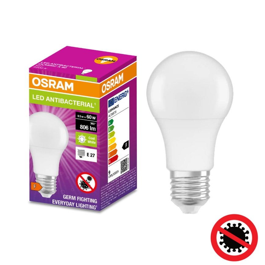 Bombilla LED antibacteriana A60 E27/8,5W/230V 4000K - Osram