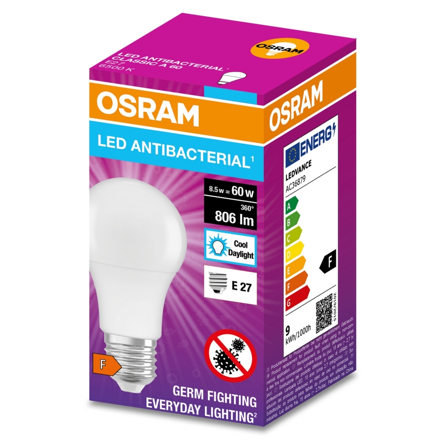 Bombilla LED antibacteriana A60 E27/8,5W/230V 6500K - Osram