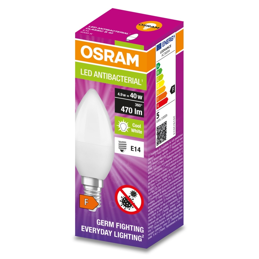 Bombilla LED antibacteriana B40 E14/4,9W/230V 4000K - Osram