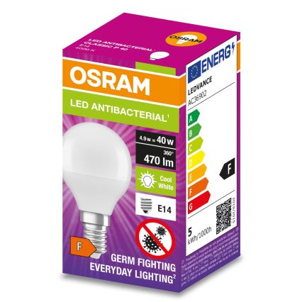 Bombilla LED antibacteriana P40 E14/4,9W/230V 4000K - Osram