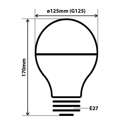 Bombilla LED con casquillo esférico de espejo DECOR MIRROR G125 E27/12W/230V 4200K dorado