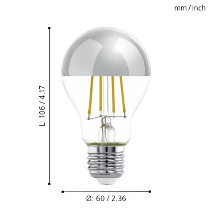Bombilla LED con casquillo esférico espejado A60 E27/7W/230V 2700K - Eglo 11834