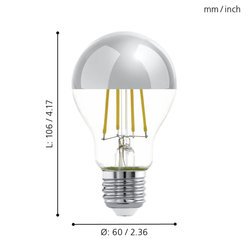 Bombilla LED con casquillo esférico espejado A60 E27/7W/230V 2700K - Eglo 11834