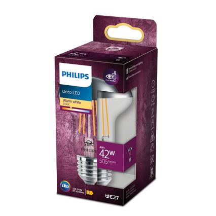 Bombilla LED con casquillo esférico espejado Philips DECO E27/4W/230V 2700K