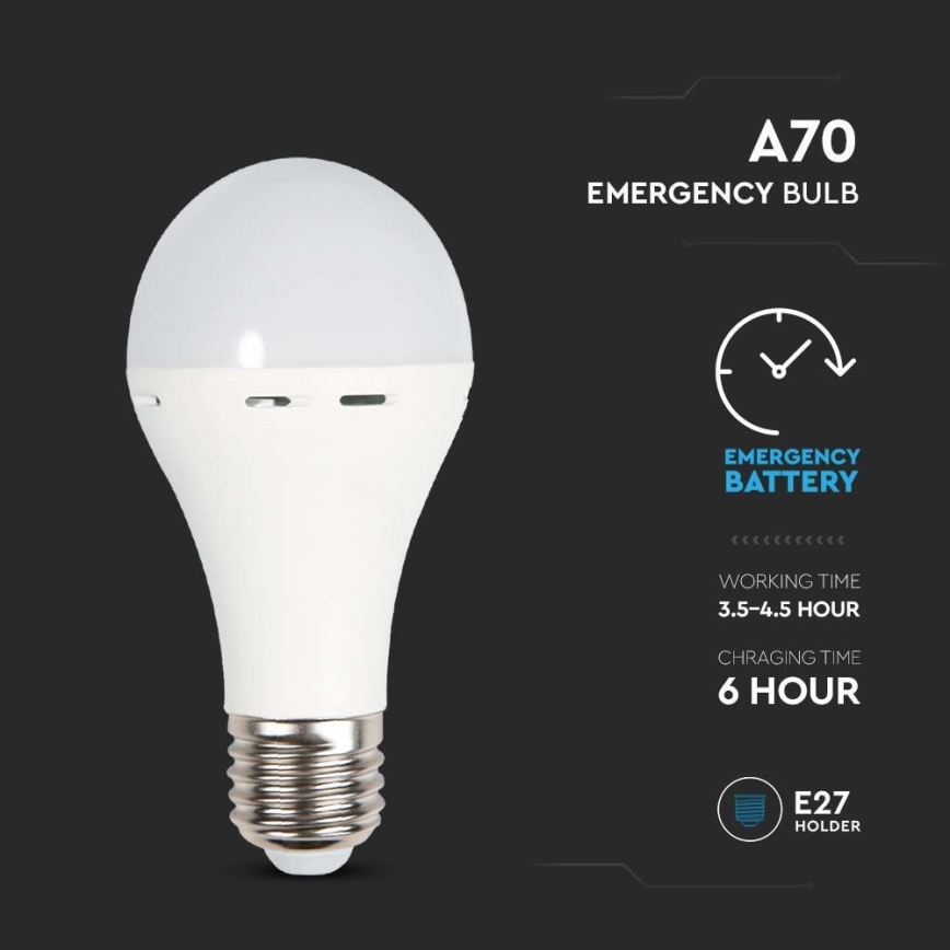 Bombilla LED con emergencia mode A70 E27/9W/230V 4000K