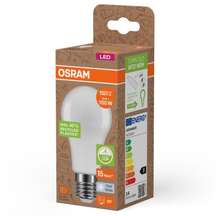Bombilla LED de plástico reciclado A100 E27/14W/230V 4000K - Osram