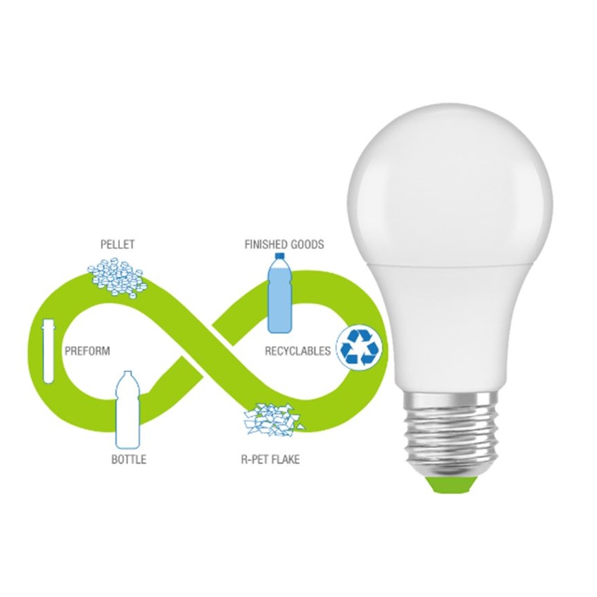 Bombilla LED de plástico reciclado A60 E27/8,5W/230V 2700K - Ledvance