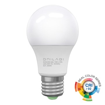 Bombilla LED ECOLINE A60 E27/10W/230V 3000K CRI 92 - Brilagi