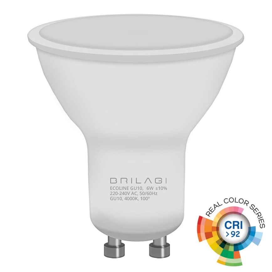 Bombilla LED ECOLINE GU10/6W/230V 4000K CRI 92 - Brilagi