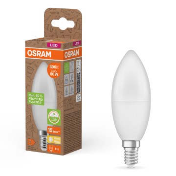 Bombilla LED fabricada con plástico reciclado B39 E14/7,5W/230V 2700K - Osram