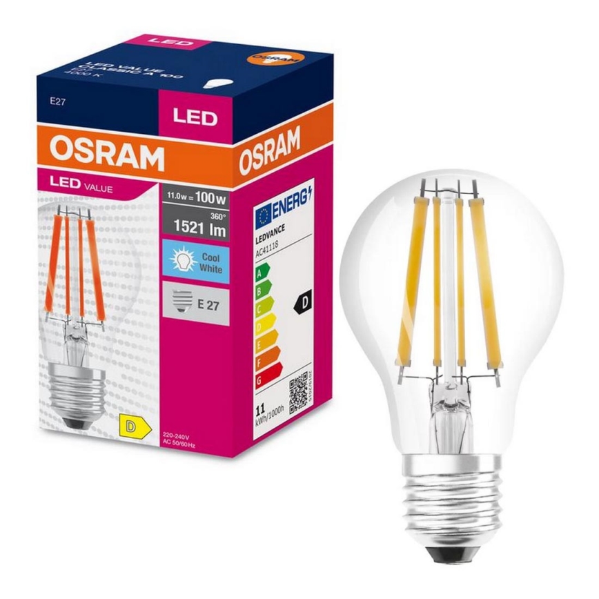 Bombilla LED FILAMENT A100 E27/11W/230V 4000K - Osram