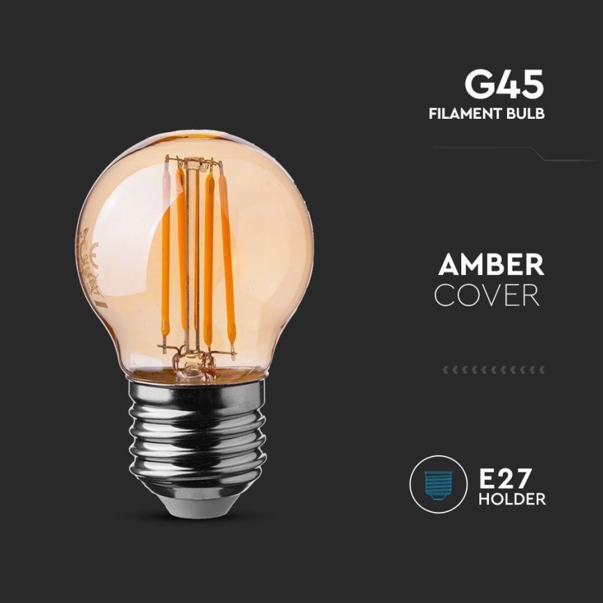 Bombilla LED FILAMENT AMBER G45 E27/4W/230V 2200K