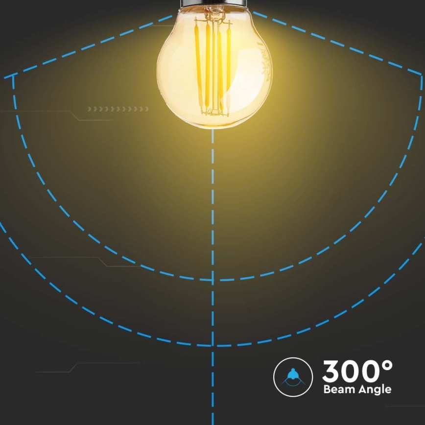 Bombilla LED FILAMENT AMBER G45 E27/4W/230V 2200K