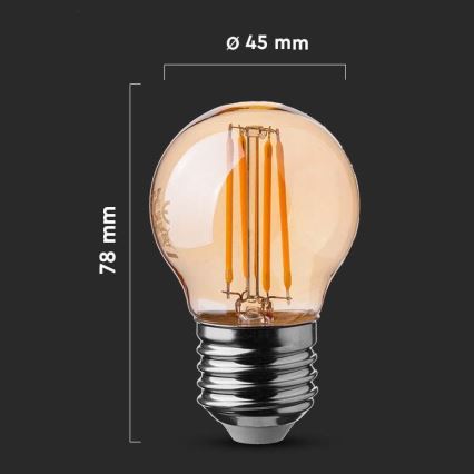 Bombilla LED FILAMENT AMBER G45 E27/4W/230V 2200K