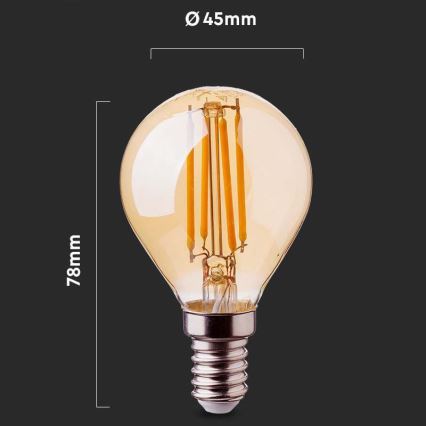Bombilla LED FILAMENT AMBER P45 E14/4W/230V 2200K