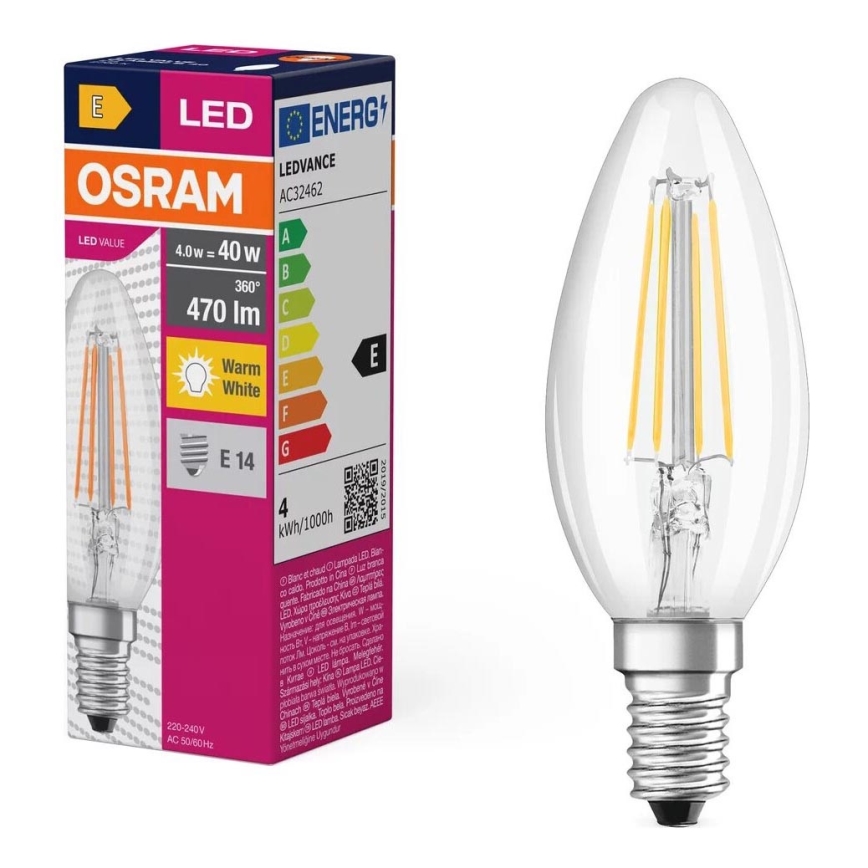 Bombilla LED FILAMENT B40 E14/4W/230V 2700K - Osram