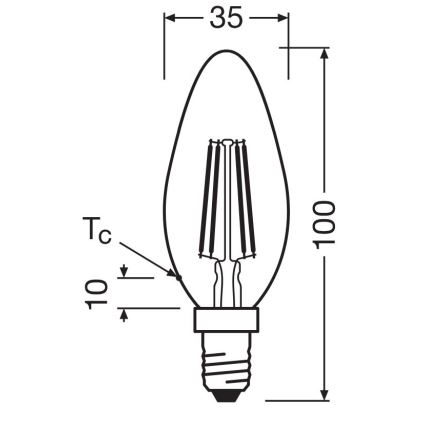 Bombilla LED FILAMENT B40 E14/4W/230V 2700K - Osram