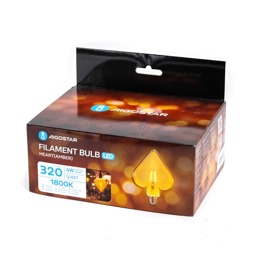 Bombilla LED FILAMENT E27/4W/230V 1800K corazón - Aigostar